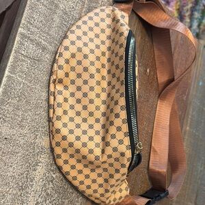 Fanny Pack Mini Bag Brown and Black Checkered Design